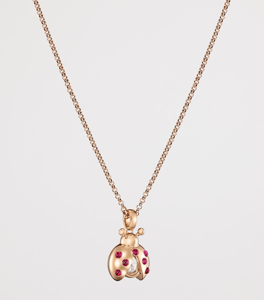 Chopard Happy Diamonds ladybird necklace rose gold diamonds rubies, UK version