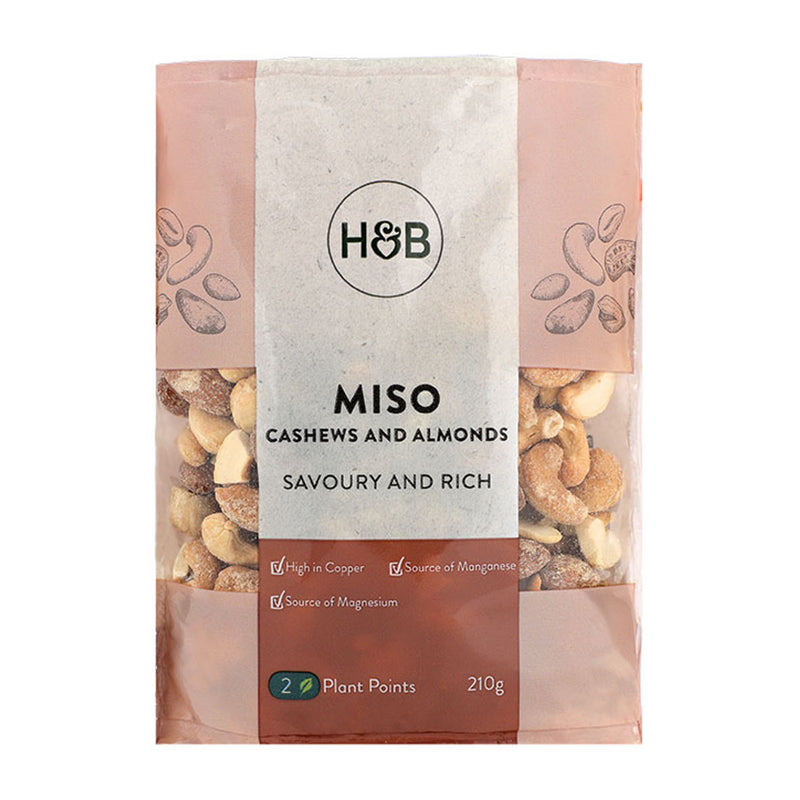 Holland & Barrett Miso Cashews & Almonds 210g, UK version