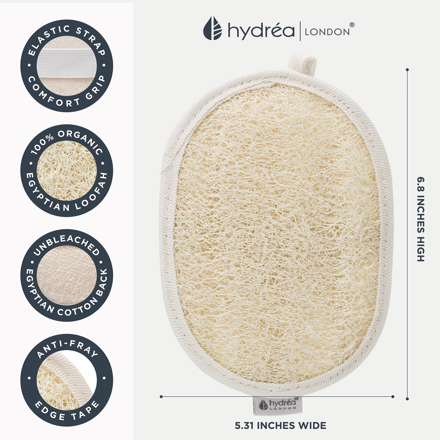 Hydréa London oval exfoliating loofah body pad, UK version