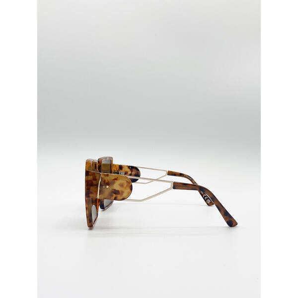 SVNX oversized square sunglasses tortoise shell brown lenses UK version