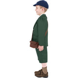 Smiffys evacuee boy costume with green coat and hat (British brand)