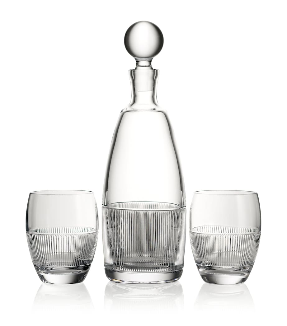Wedgwood Helia crystal decanter set with tumblers (British brand)