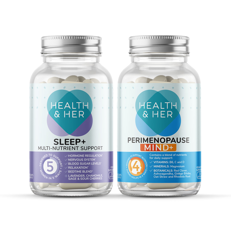 Health & Her perimenopause supplement bundle Mind+ Sleep+ - UK version
