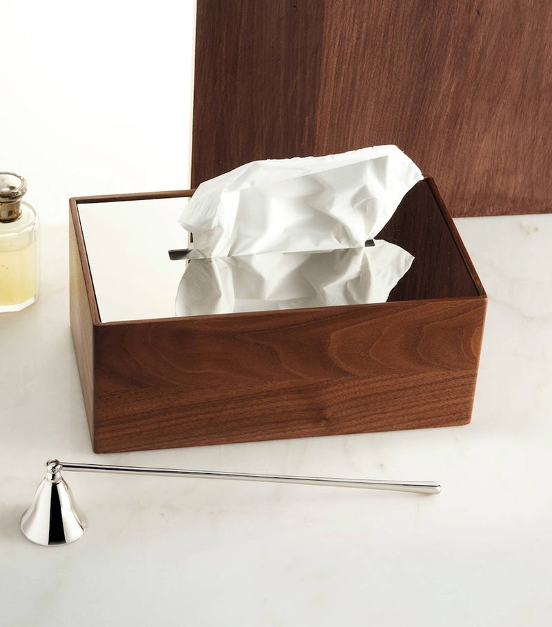 Christofle UNI walnut steel tissue box - British product