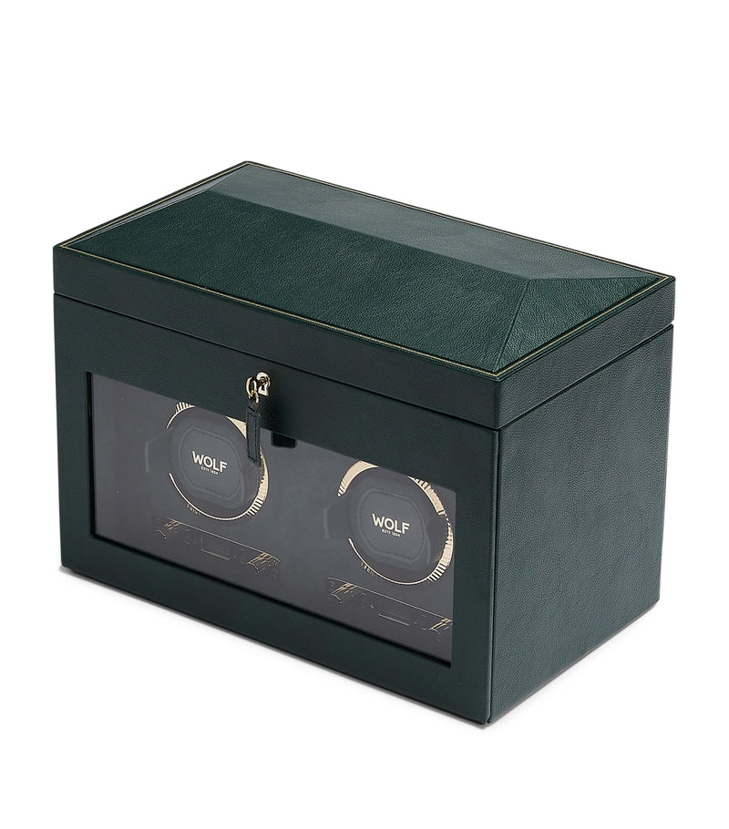 WOLF vegan leather double watch winder British Racing Green, UK version