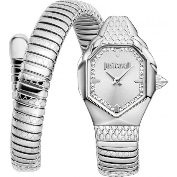 Just Cavalli Silver Ladies Snake Aria Watch, UK version