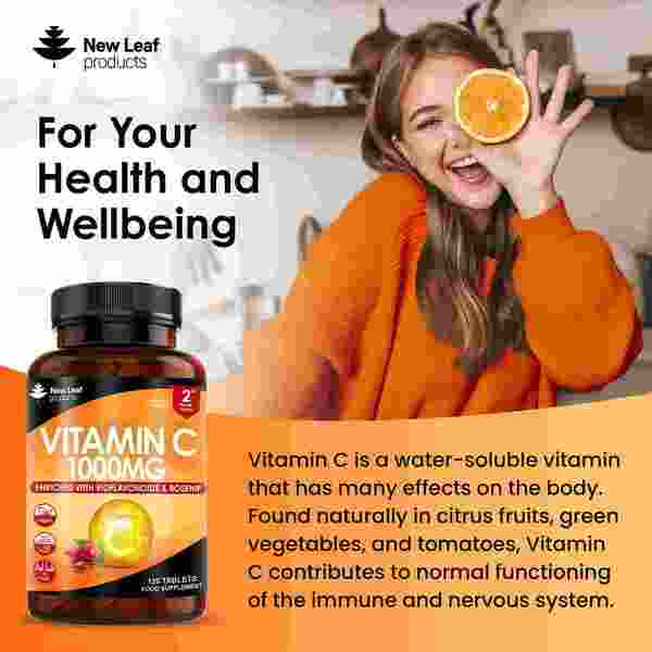New Leaf Vitamin C tablets 1000mg 120 count, UK version