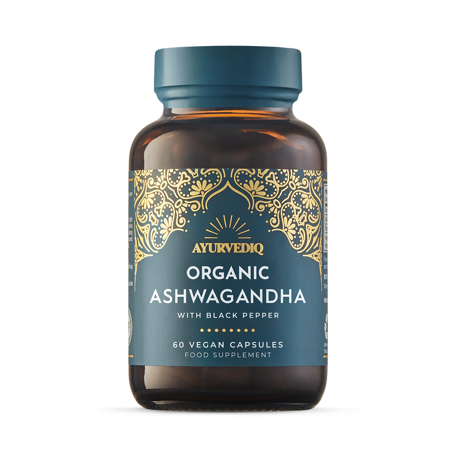 Ayurvediq organic ashwagandha with black pepper capsules 60s - British product