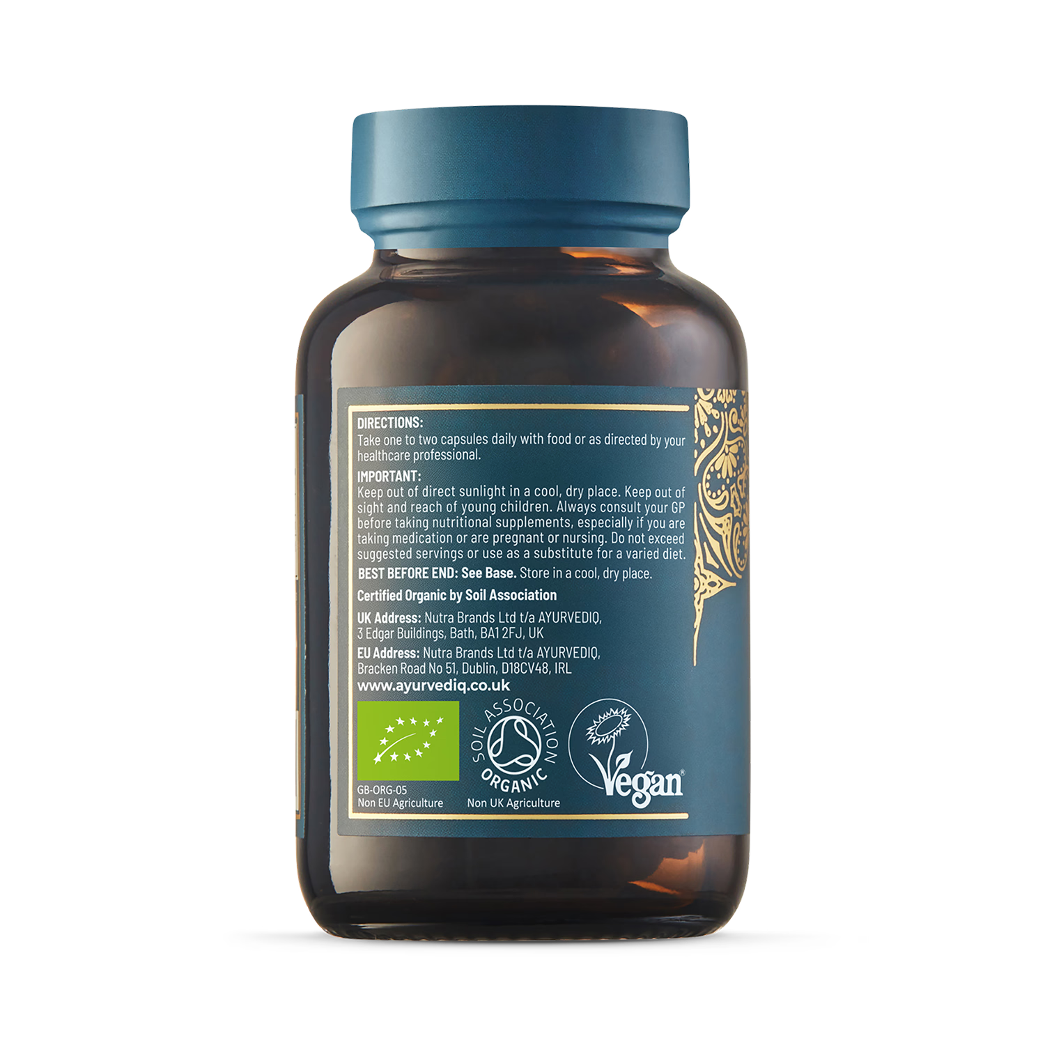 Ayurvediq organic ashwagandha with black pepper capsules 60s - British product
