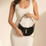SVNX crescent shoulder bag black faux suede, UK version