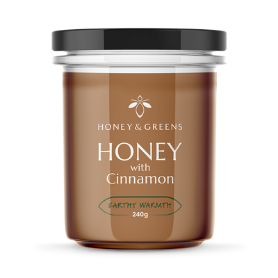 Holland & Barrett Honey & Greens Honey with Cinnamon British Honey 240g- Buy online at McGrocer