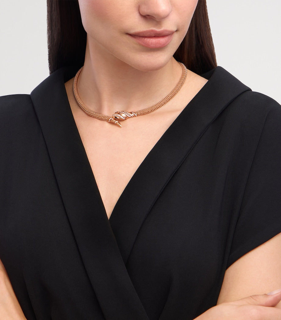 Bvlgari Serpenti rose gold diamond necklace, UK version