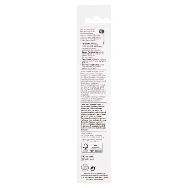 Superdrug ProCare Whitening Toothbrush Heads x4 pack (British brand)