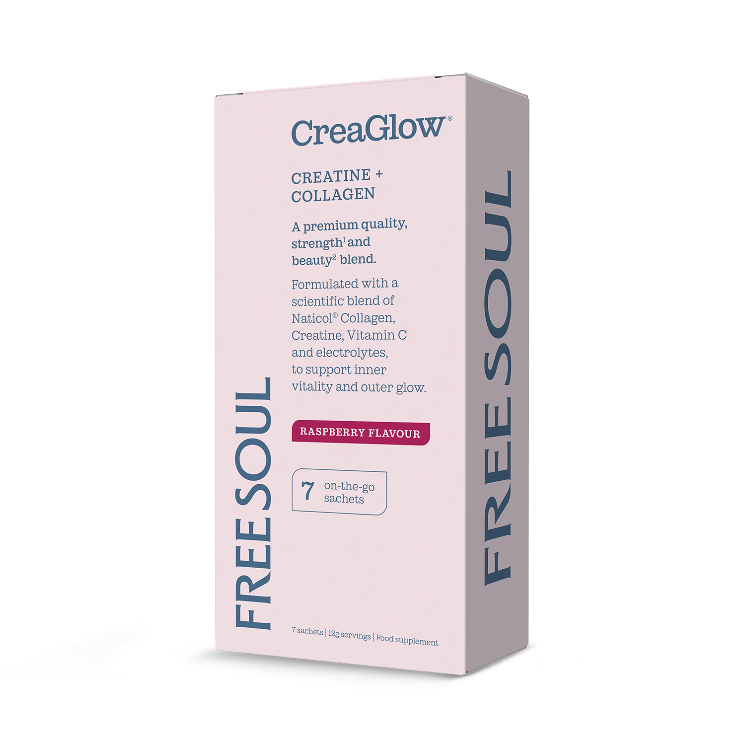 Free Soul CreaGlow raspberry supplement 7 sachets, UK version