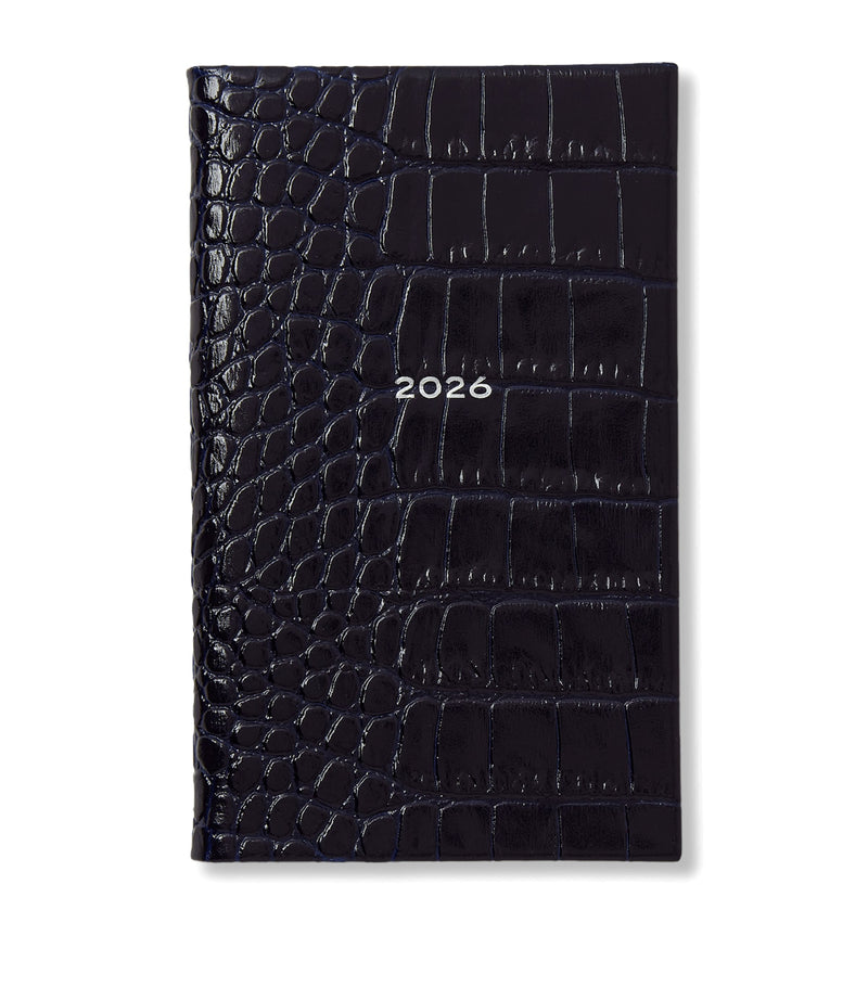 Smythson Mara Leather Croc-Embossed Panama 2026 Pocket Diary (British brand)