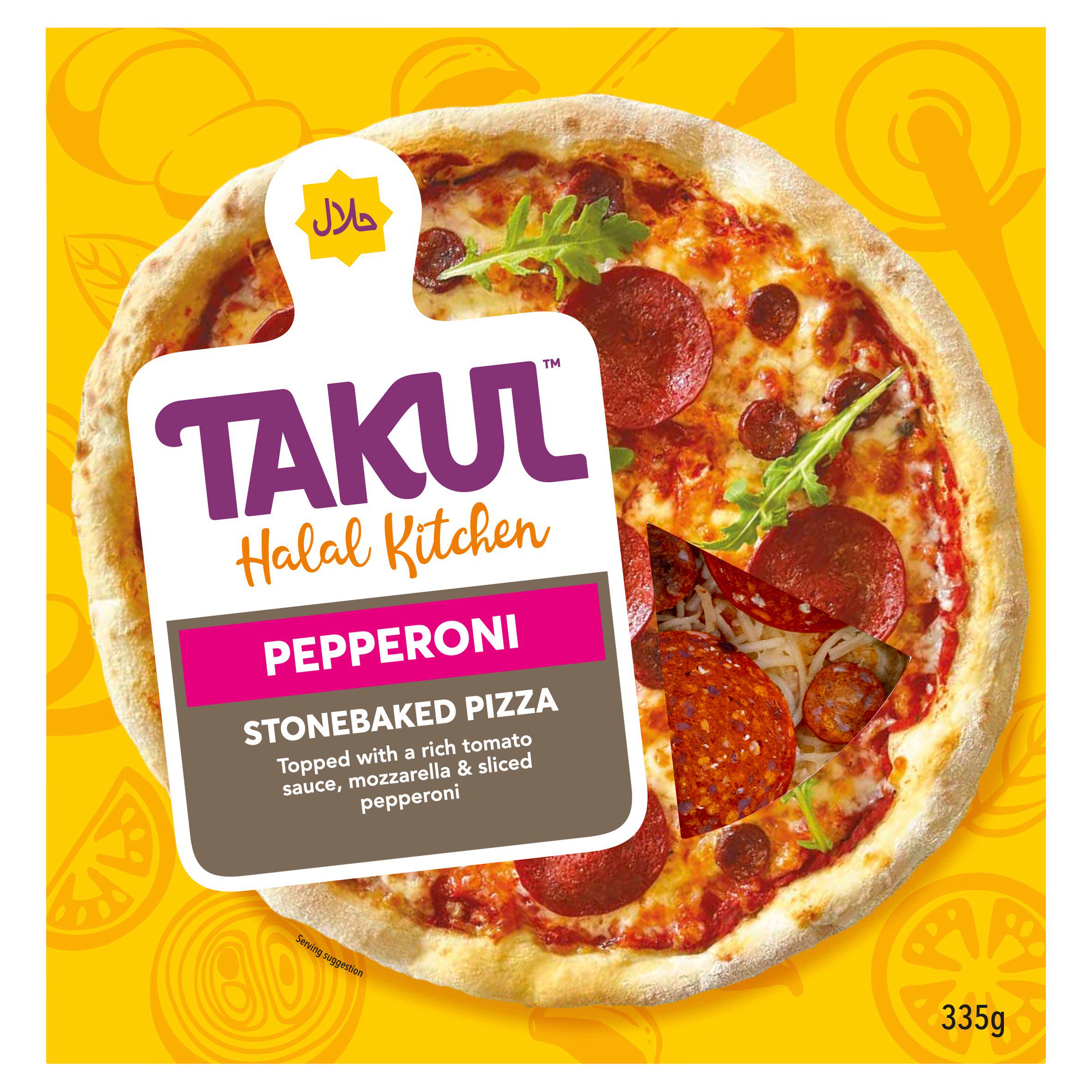 Takul Halal Kitchen Pepperoni Stonebaked Pizza 335g GOODS Sainsburys   