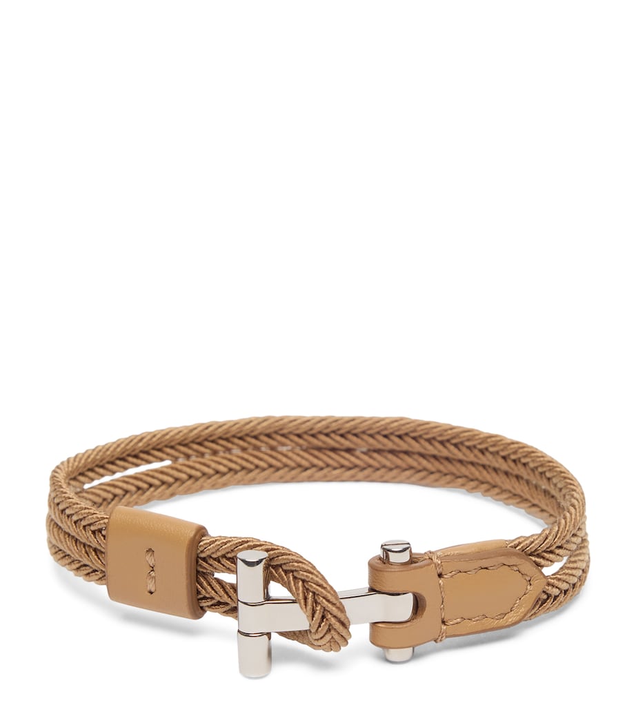TOM FORD braided bracelet in nylon and calfskin, imported from the UK