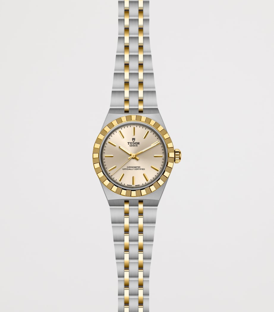 TUDOR Royal 30mm klokke i rustfritt stål og gult gull - Britisk produkt