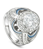 Boodles platinum and diamond statement ring with teal enamel - British product