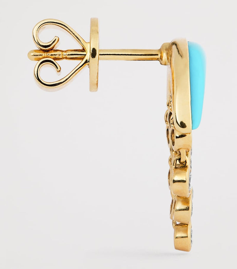 Emily P. Wheeler gold diamond drop earrings, imported from the UK
