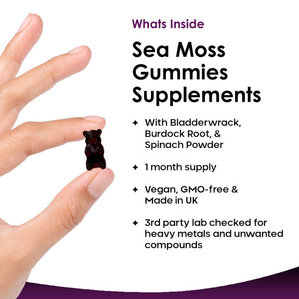 New Leaf sea moss gummies burdock root bladderwrack 60 count (British brand)