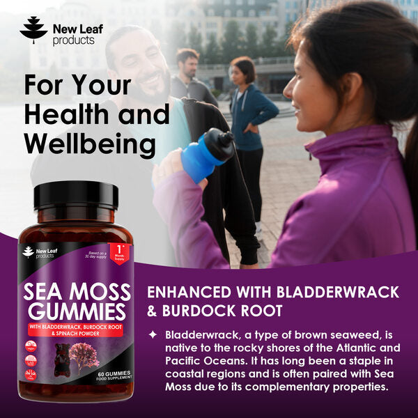 New Leaf sea moss gummies burdock root bladderwrack 60 count (British brand)