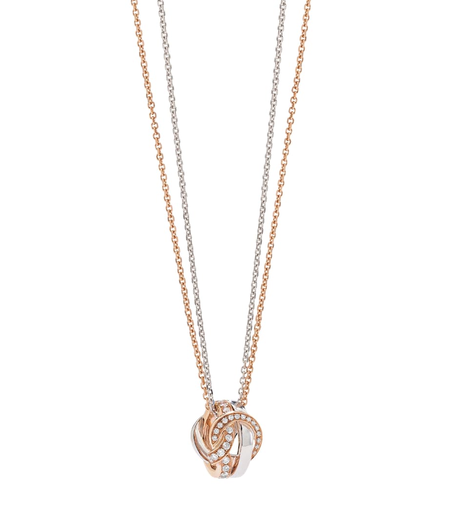 Boodles knot pendant necklace rose gold white gold diamonds 45.7cm (British brand)