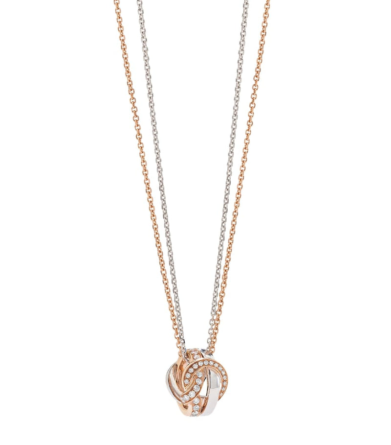 Boodles knot pendant necklace rose gold white gold diamonds 45.7cm (British brand)