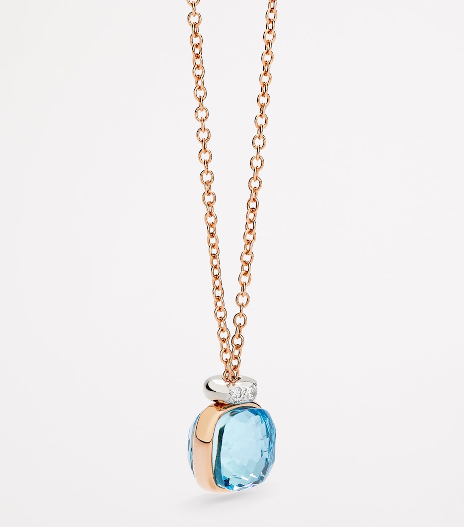 Pomellato Nudo blue topaz diamond necklace mixed gold, imported from the UK
