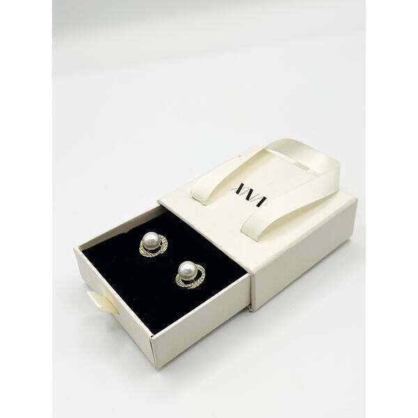 SVNX Pearl Diamante stud earrings gift boxed, imported from the UK