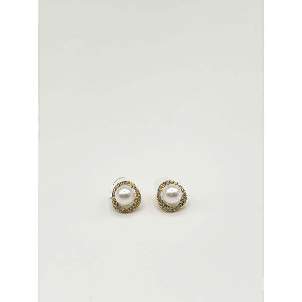 SVNX Pearl Diamante stud earrings gift boxed, imported from the UK