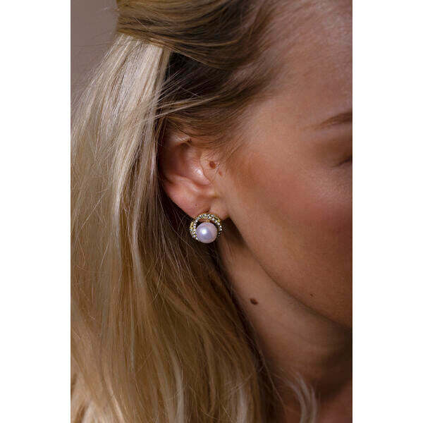 SVNX Pearl Diamante stud earrings gift boxed, imported from the UK