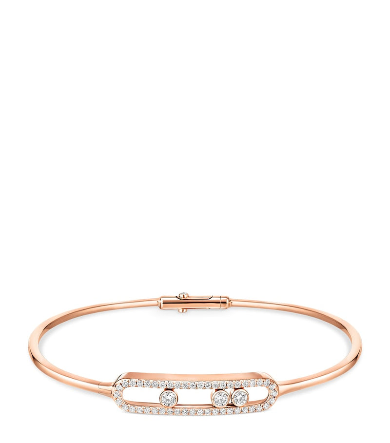 Messika pink gold diamond pavé thin bangle (British brand)