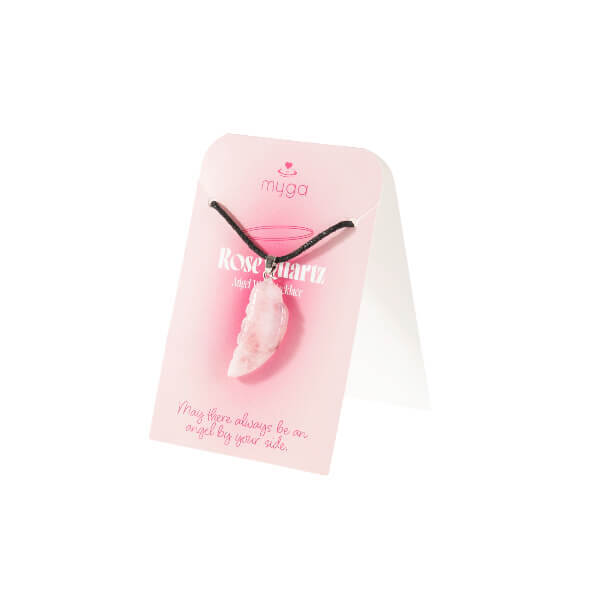 Myga Angel Wing Pendant in Rose Quartz (British brand)