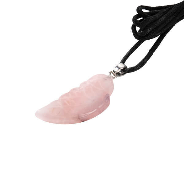 Myga Angel Wing Pendant in Rose Quartz (British brand)