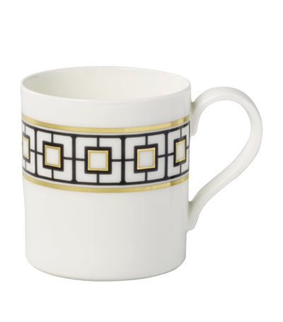 Harrods Porcelain Mug with Geometric Print and Gold Details, 350ml Capacity- Buy online at McGrocer