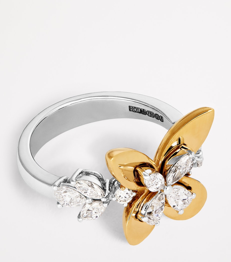 Yeprem yellow gold and diamond butterfly ring (British brand)