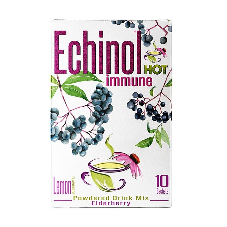 Echinol Hot Immune Powdered Drink Mix Elderberry Lemon Flavoured 10 Sachets