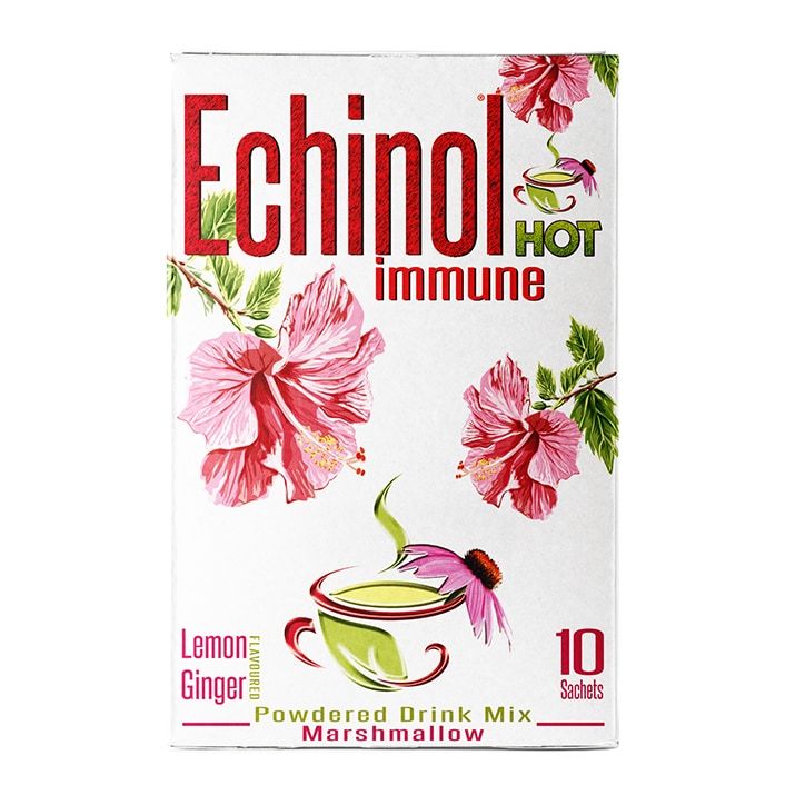 Echinol Hot Immune Powdered Drink Mix Marshmallow Lemon &amp;amp; Ginger Flavoured 10 Sachets