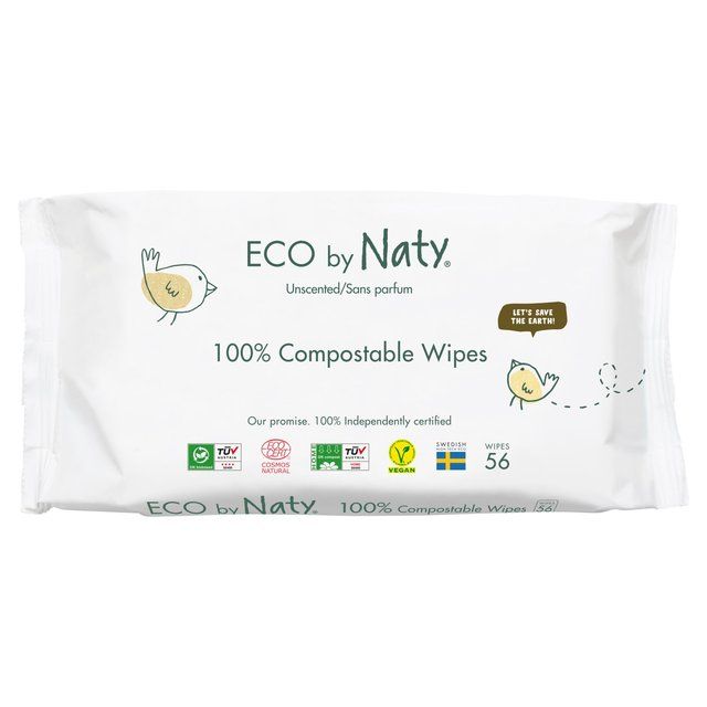 Eco by Naty Sensitive Compostable Wipes   56 per pack