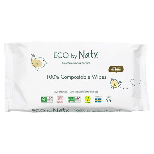 Eco by Naty Sensitive Compostable Wipes   56 per pack