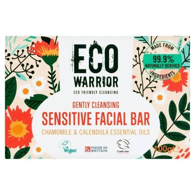 Eco Warrior Gently Cleansing Sensitive Facial Bar Chamomile &amp;amp; Calendula Essential Oils 100g