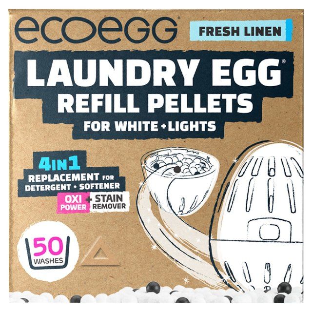 Ecoegg Laundry Egg Refills for Whites Non Bio 50 Wash Fresh Linen