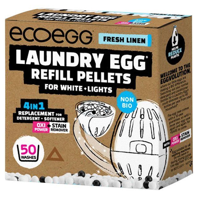 Ecoegg Laundry Egg Refills for Whites Non Bio 50 Wash Fresh Linen