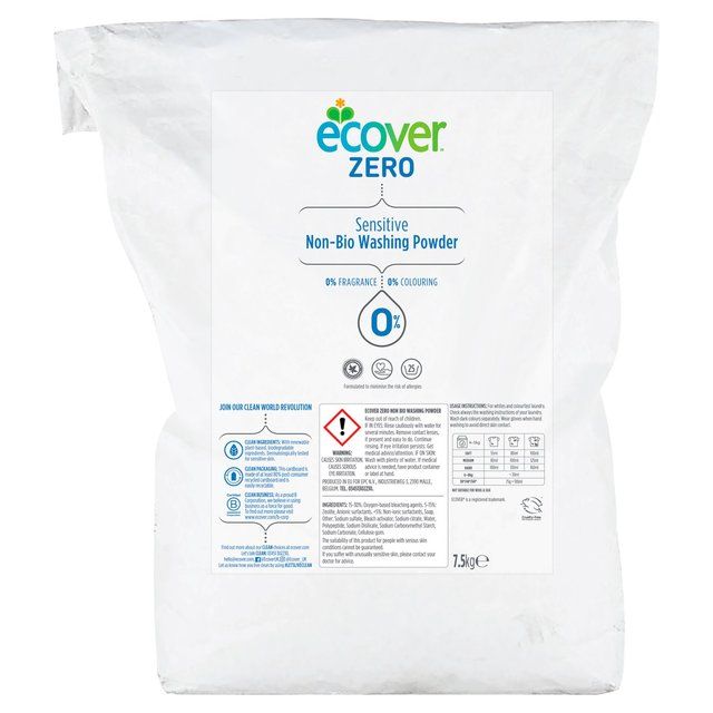 Ecover Zero Non-Bio Washing Powder 100 Washes   7.5kg