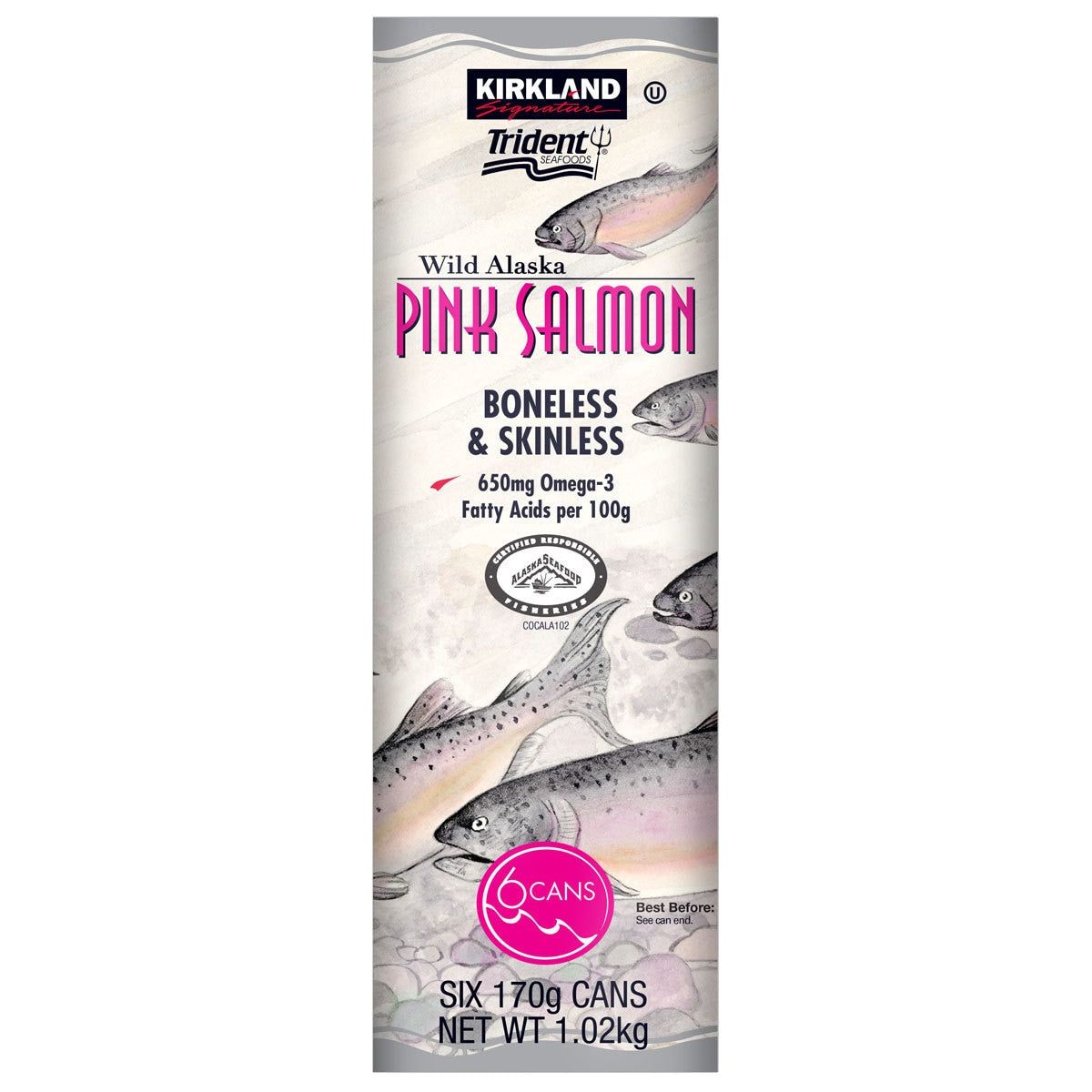 Kirkland Signature Wild Alaskan Pink Salmon, 6 x 170g Spreads & Condiments Costco UK