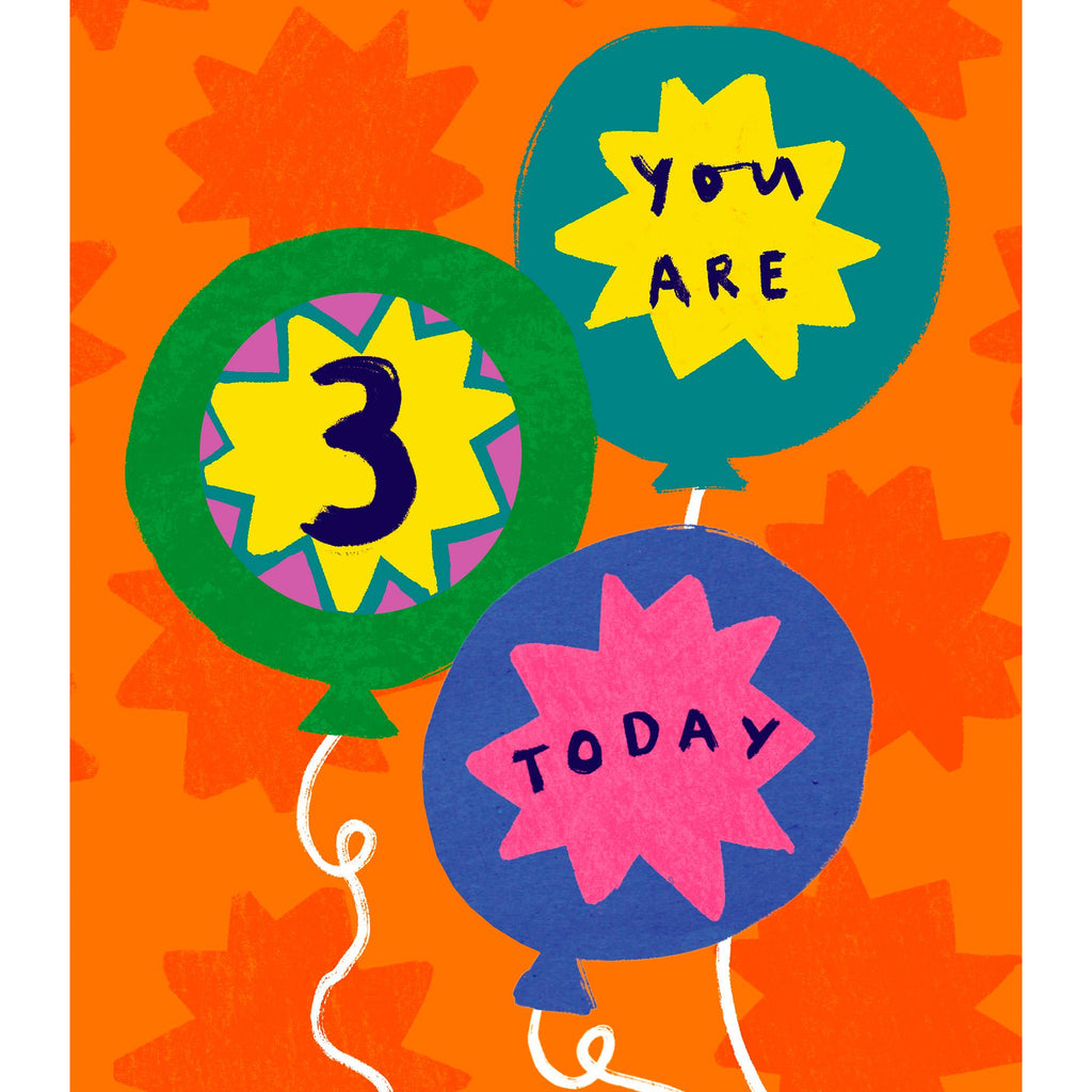 Sainsbury's Happy 3rd Birthday Card Balloons Juvenile Greeting Card