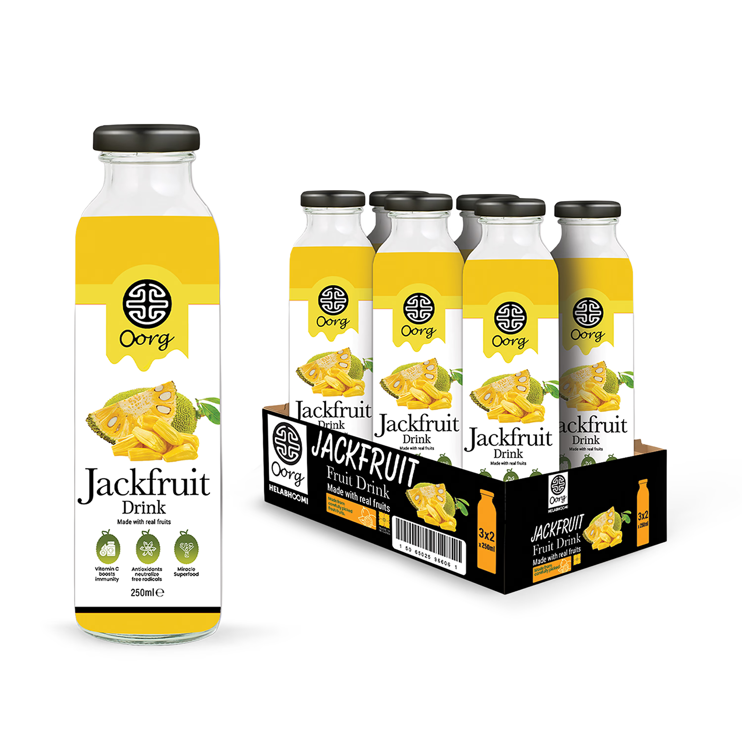 OORG Natural Jackfruit Juice 250ml pack of 6 - British product