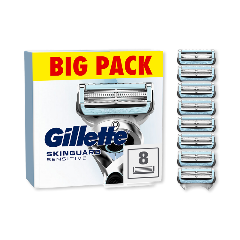 Gillette SkinGuard Sensitive razor blade refills 8 count (British brand)
