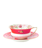 Wedgwood warm orange floral teacup and saucer set (British brand)
